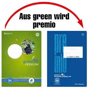 Staufen Schulheft Premio Lineatur 25 liniert DIN A4 Außenrand, 16 Blatt, 1 St.