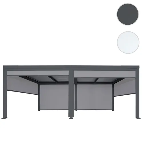 Alu Pergola HWC-L41 mit 6 Seitenwänden - Moderne Pergola mit 6x Seitenwand, stufenlos regulierbarem Wind- und Insektenschutz aus pulverbeschichtetem Aluminium – ideal für Ihren Garten.