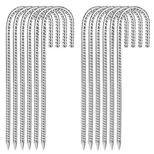 Stück Erdanker Bodenanker Zelthaken,Bodenanker Trampolin, 30cm Erdanker,Erdspieße J-Haken, Boden Heringe Haken Erdnägel,für die Sicherung von Zaun,Zelten,Vordächern,Schuppen,Trampolin,Blumenständer 12