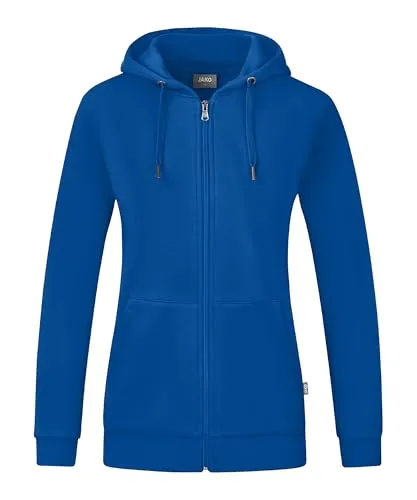 Jako Women Basic Kapuzenjacke Organic - Royal, Größe 36 - Funktionsjacke aus 100% Baumwolle aus kontrolliert biologischem Anbau, mit weich angerauter Innenseite für hohen Tragekomfort und waschbar bei 60 °C.