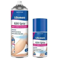 Lifemed Kühlspray transparent 100 ml - Medizinische Körperpflege für schnelle Schmerzlinderung. Das Kühl-Spray wirkt sofort bei Zerrungen und Muskelschmerzen und reduziert Schwellungen.