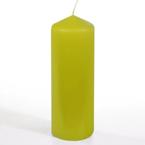 Stumpenkerze Ø 70 mm · 200 mm in Kiwi - Hochwertige Stumpenkerze, Durchmesser 70 mm, Höhe 200 mm, mit einer Brenndauer von ca. 65 Stunden – ideal für stimmungsvolle Abende.