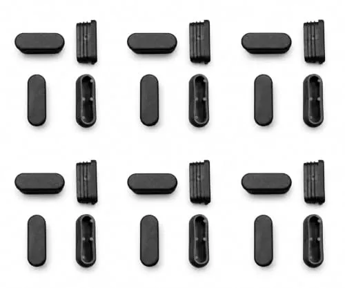 Gardissimo Ersatz Fußkappe 40 x 14 mm Ovalrohr schwarz 24er Set | für Stapelsessel, Kunststoff, Endkappe, Rohrkappe, Abdeckkappe