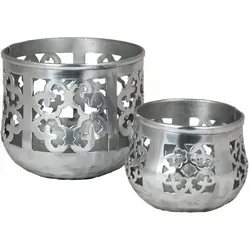 2er Set Orientalisches Windlicht Schwimmlicht Afat 13cm in silber von Marrakesch Orient & Mediterran Interior