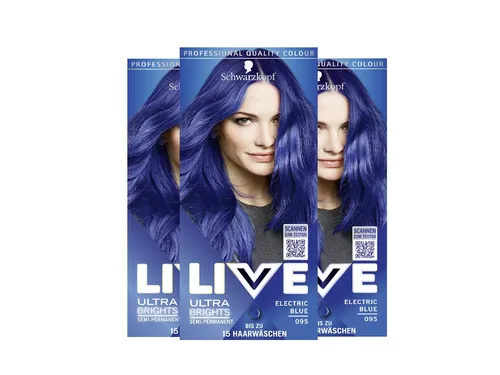 LIVE Ultra Brights Haarfarbe 095 Electric Blue, 3x 80 ML