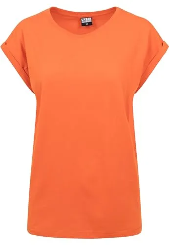Urban Classics Damen T-Shirt Ladies Extended Shoulder Tee, T-Shirt mit überschnittenen Schultern, aus Baumwolle, erhältlich in vielen Farben, Rust orange, L