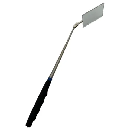 Alkan Teleskopspiegel/Inspektionsspiegel 90 x 50 mm – ausziehbar 27–97 cm mit Drehgelenk – Kontrollspiegel für Werkstatt, Auto & Industrie – rutschfester Griff, Glasspiegel WS