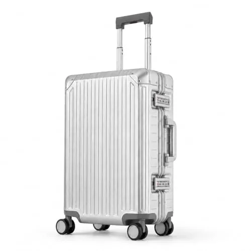 Travelhouse Handgepäckkoffer Tokyo - Aluminium Hartschale mit 4 Rollen - Koffer mit TSA Zahlenschloss, wasserabweisender Aluminium-Hartschale und 360° Leichtlaufrollen. Ideal für sicheres und stylisches Reisen.