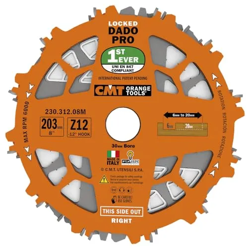 CMT Kreissägeblatt-Set 230.312.08M - Kreissägeblätter mit Anti-Rückschlag-Konstruktion für sicheres Arbeiten mit Schüttgut, ideal für präzise Schnitte und vielseitige Anwendungen.