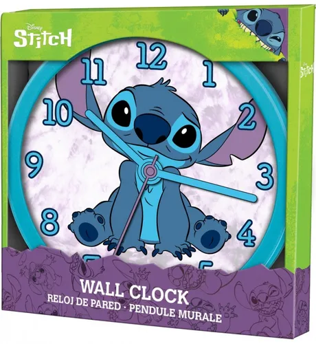 Kids Euroswan KL87799 Stitch Wanduhr - Farbig, blendfrei und ideal für Spiel und Phantasie als Geschenk