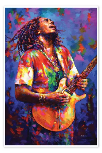 Posterlounge Wandbild Bob Marley, Farbenfroh, Leon Devenice, erhältlich als Poster, Leinwandbild, Wandsticker oder Acrylglasbild