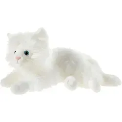 HEUNEC_KG Plüsch Misanimo Schmusekatze 30cm - Kuschelweiche, liegende Schmusekatze aus langflorigem Plüsch in strahlendem Weiß, ideal für Kinder zum Spielen und Kuscheln.