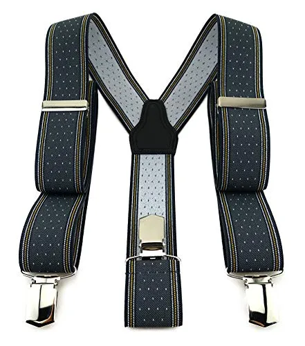 TigerTie Unisex Hosenträger in Y-Form mit 3 extra starken Clips - Farbe in anthrazit grau gold silber gepunktet gestreift - hochwertige Verarbeitung - Breite 35 mm