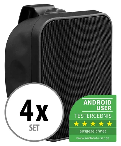 Pronomic 4X OLS-5 BK DJ PA Outdoor-Lautsprecher - Robuste Außen-Lautsprecher mit 80 Watt Leistung, IP56 Schutz für perfekten Sound im Garten oder auf der Terrasse.