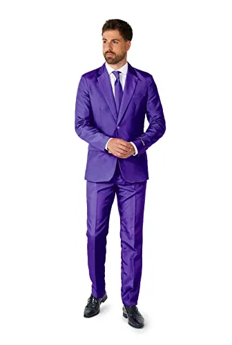Suitmeister Herren Anzug - Festlicher Lila Anzug mit Jackett, Hose und Krawatte - XXL - Kostüm-Outfits für Erwachsene, stylischer Slim Fit Anzug in auffälligem Lila, ideal für Partys und besondere Anlässe, hochwertig und maschinenwaschbar.