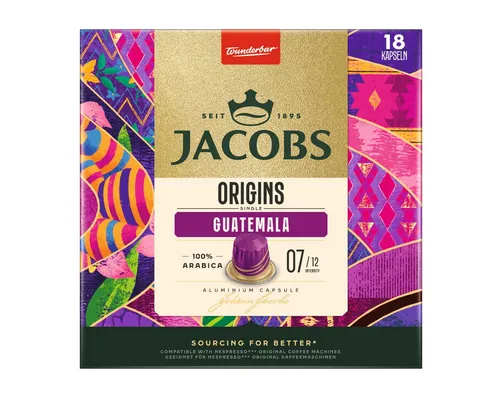 JACOBS Kaffee, Jacobs Origins Kaffee Kapseln Guatemala 18 Stück Packung 93g
