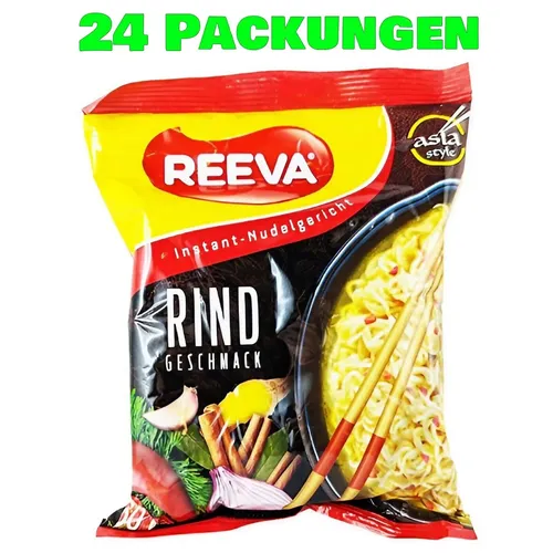 Reeva Instant Noodles Rind asiatischer Art 24er Pack (24 x 60g) Instant Nudeln