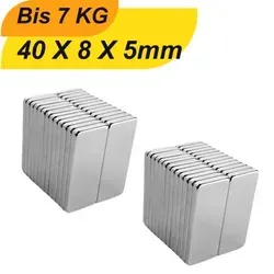 Neodym Magnet 40mm x 8mm x 5mm - Supermagnete mit hoher Haftkraft - Kompakte Neodym-Magnete 40x8x5 mm mit hoher Haltekraft für vielseitige Anwendungen. Ideal für Heimwerkerprojekte, Modellbau und mehr. Langlebige Beschichtung sorgt für dauerhaften Einsatz in engen Räumen.