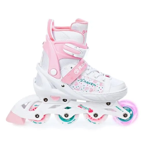 RAVEN Inline Skates Inliner für Kinder Mädchen verstellbar (ROSI, 31-35 (20,5-23cm))