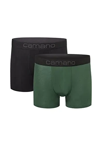 Camano Herren Boxershorts Unterhosen Herren elastischer Gummibund ohne Einschneiden Baumwolle Stretch hautfreundlich Atmungsaktiv 2er Pack XL Sycamore Green