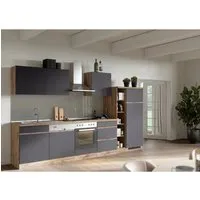 Produktbild Held Möbel Küchenzeile Turin 330 cm mit E-Geräten in Graphit-Wotaneiche