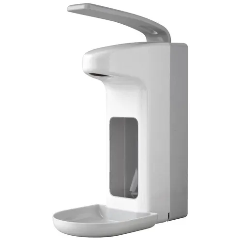 Holthaus Medical Druckspender mit Tropfschale für 475 ml/500 ml Flasche - Wand- & Seifenspender, ideal für hygienische Handdesinfektion und platzsparend durch integrierte Tropfschale.