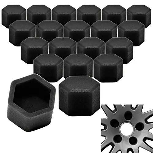 RYHX 20x Radschrauben Silikon Kappen Set Abdeckung SW19 19MM Schwarz