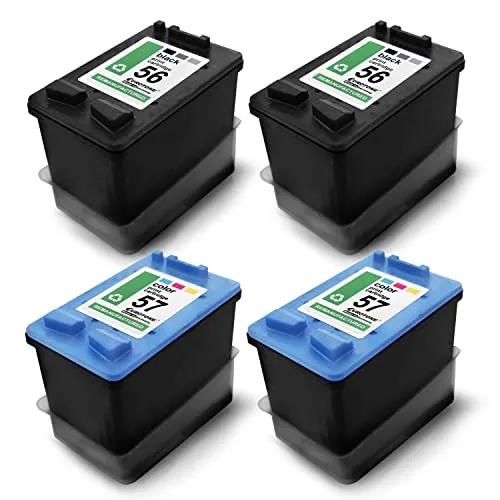 Eurotone 4X Patronen für HP PSC 1110 1205 1215 1217 1219 1317 1340 1345 1350 1355 2000 2105 2115 2175 2210 2405 2410 2450 2510 ersetzt 56+57 CMYK