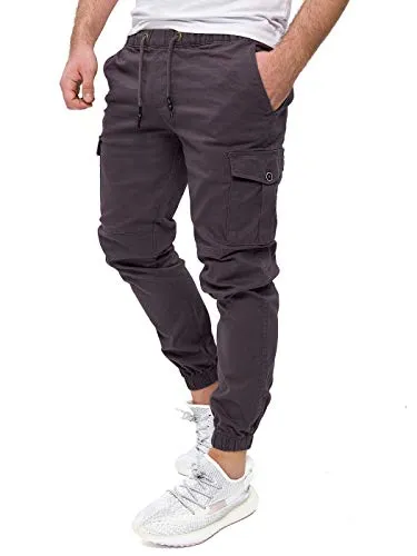 PITTMAN Darius - Stretch Cargohose - Baumwoll Cargo Hosen Männer - Arbeitshose Herren Slim Fit, Grau (Nine Iron 193908), W34/L34