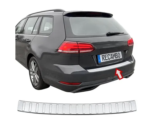 RECAMBO Ladekantenschutz für VW Golf 7 Variant, 2017-2020 - ab Facelift Stoßstangenschutz, V2A rostfrei, Exklusive Optik, praktischer Schutz & perfekte Passform