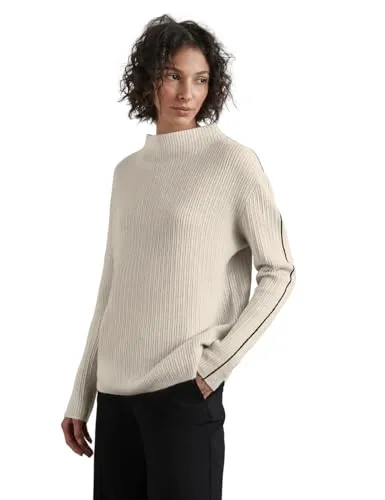 STREET ONE Damen A303049 Pulli mit Kontrastdetail, Mehrfarbig, 44 - Pullover für Damen, modischer Turtleneck mit Stretchanteil für optimalen Tragekomfort und stylischen Kontrastdetails.