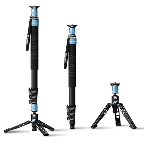 SIRUI AM-404FL 3-in-1 Aluminium Monopod mit Standfuß | 190 cm Höhe, 12 kg Traglast | Schnellwechsel-System, 360° Schwenkfunktion für Kamera & Video