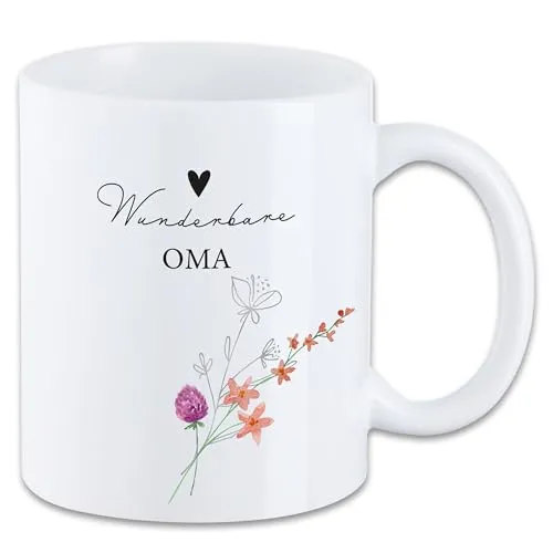 Tasse mit Spruch ″Wunderbare Oma″ Motivtasse T51 Keramik Geschenk Geburtstag Großmutter Spruchtasse 330 ml