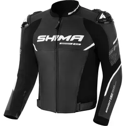 SHIMA Bandit 2.0 Motorrad Lederjacke, schwarz-weiss, Größe 58 für Männer - Motorradjacke aus weichem Rindsleder mit perforierten Einsätzen für optimale Belüftung und H3 Heat Free System für besten Komfort.