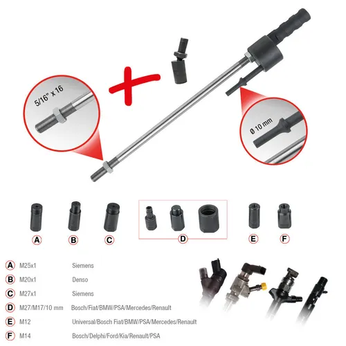 KS TOOLS Demontagewerkzeugsatz für Common-Rail-Injektor - KFZ-Werkzeuge: 10-teiliges Set für effiziente Demontage von Common-Rail-Injektoren, ideal für Werkstätten und professionelle Anwendungen.