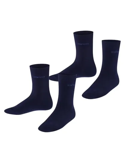 ESPRIT Unisex Kinder Socken Foot Logo Multipack K So Baumwolle einfarbig 2 Paar, Blau Marine 6120, 27-30