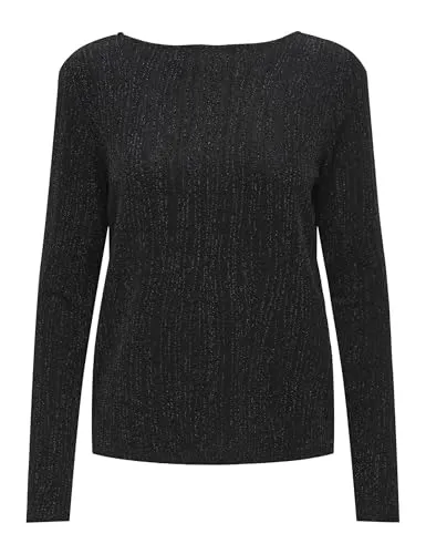 ONLY Damen Onlcarol L/S 2-Way Glitter Mix JRS Top, Black/Detail:Zigga Black, XS
