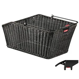 KLICKfix Fahrradkorb Structura GT mit KorbKlip Schwarz - Fahrradtaschen, geflochtener Korb mit 18 Litern Volumen und praktischem KorbKlip, ideal für den Stadtverkehr.