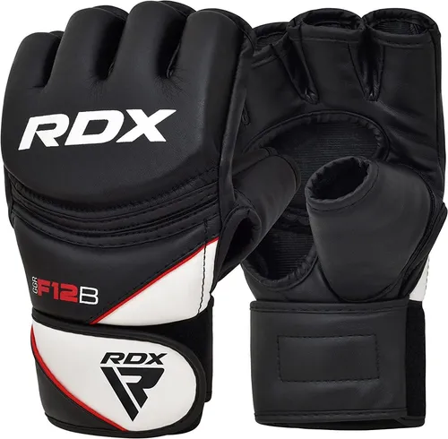 RDX Sports MMA-Handschuhe - Handschuhe für MMA, Muay Thai und Kickboxen, aus langlebigem Maya Leder mit hervorragender Stoßdämpfung und offenem Handflächen-Design für optimales Grappling.