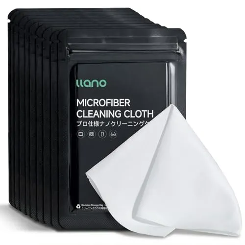 llano Mikrofaser-Objektivreinigungstuch vakuumverpackt und wiederverwendbar, Reinigungstücher für Kameraobjektive, Smartphone Tablets, Computer, 23 cm x 23 cm (5)