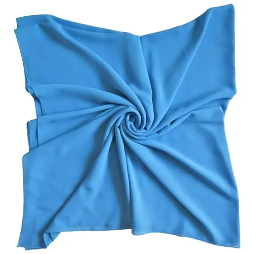 Lina & Lily Premium Chiffon Damen Muslim Hijab Kopftuch Schal Quadrat 145 x 145cm (Azurblau)