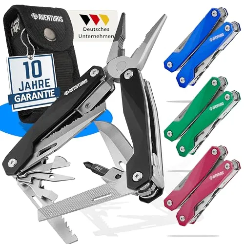 AVENTURIS® Multitool mit 21 Funktionen - Multitool für Outdoor-Abenteuer, vielseitig einsetzbar mit Zange, Messer und Schraubendreher. Ideal als Geschenk für Männer, sicher und langlebig aus hochwertigem Edelstahl.