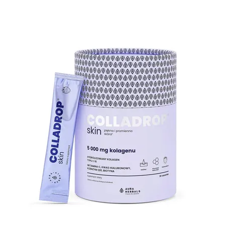 Aura Herbals Colladrop Skin, Erdbeer-Kollagen 5000 mg, 30 Portionsbeutel