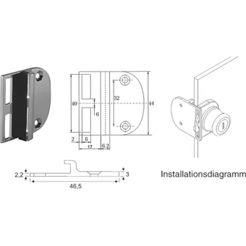 Schliessplatte Modul 1000 für einliegende Einzelglastüren