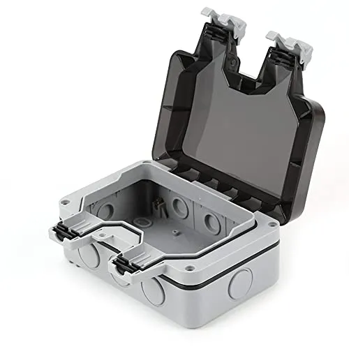 CENPEK Wasserdichte Steckdosenabdeckung, IP66, Wandmontage, Schaltergehäuse, Klappkappe, 2-Gang-PC, für Außenbereich, Frontplatte, Schutzgehäuse für Badezimmer, Wohnzimmer, Veranda (grau)