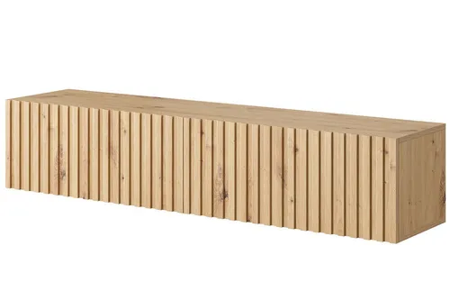 Selsey TV-Schrank TELIRE Hängend, 138,6 cm, Eiche Artisan - TV-Hängeboard in minimalistischem Design mit 2 grifflosen Lamellenfronten, kratzfest und pflegeleicht - ideal für stilbewusste Wohnräume.