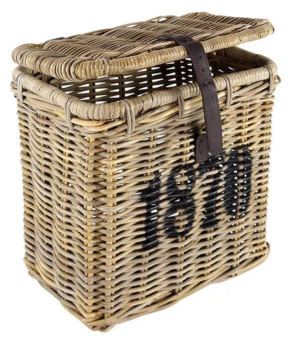 Kobolo Aufbewahrungskorb Universalkorb mit Deckel - Rattan kubu grey 1870 - Dekokorb aus robustem Rattan mit Lederschließe, handgefertigt und ideal zur stilvollen Aufbewahrung mit 32 l Fassungsvermögen.