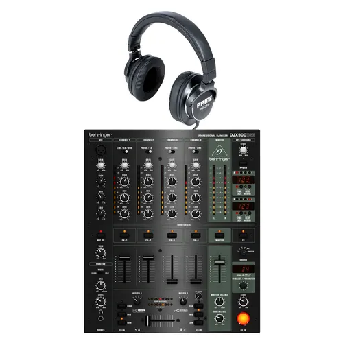 Behringer DJX900USB + HD-2000 Black-Set DJ Mixer - Professioneller 5-Kanal DJ Mixer mit USB-Audiointerface und erstklassigen Digital-Effekten. Inklusive HD-2000 Kopfhörer für präzisen Sound und hohen Tragekomfort.