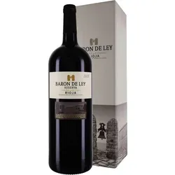 Baron de Ley Reserva 2020 (Magnum) - Exzellenter Rotwein aus Rioja - Rotwein trocken aus Spanien, hergestellt aus vollmundigen Tempranillo-Trauben. Vegan und mit 20-monatiger Eichenfassreifung, ideal für besondere Anlässe oder als Geschenk.