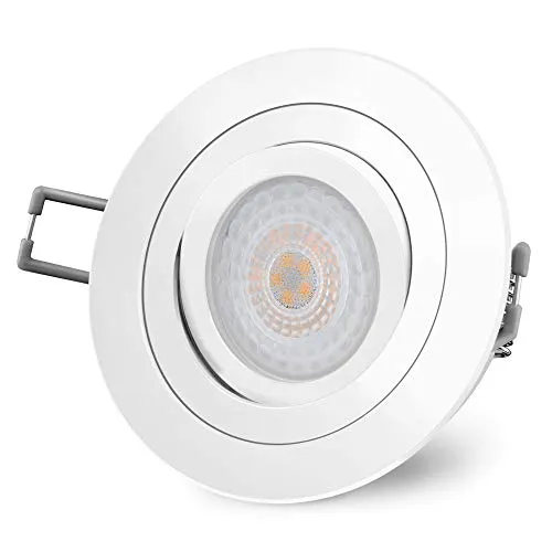 SSC-LUXon RF-2 Einbauleuchte rund LED weiß & flach mit fourSTEP 'Dimmen ohne Dimmer' 4W warmweiß - Deckenspot schwenkbar rund